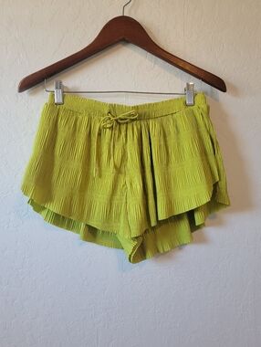 Free People Movement Shirr Enough Textured Pleated Green Active Shorts Small